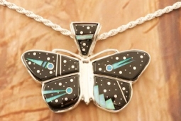 Calvin Begay Night Sky Sterling Silver Butterfly Pendant